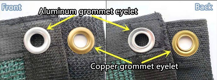 Copper grommet eyelet and aluminum grommet eyelet